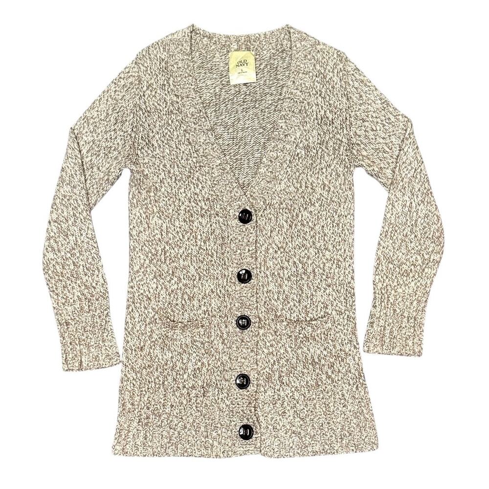 Old Navy Vintage Lambswool Angora Blend Cardigan Sweater Sz L Oatmeal Grandma